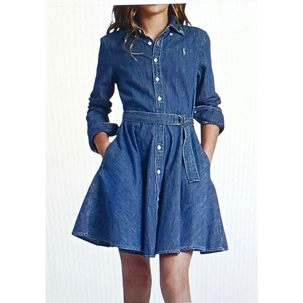 Polo by Ralph Lauren Girls' Denim Shirt Dress in Blue